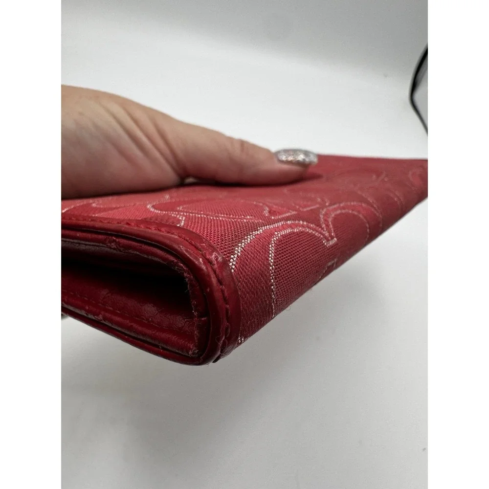 VTG COACH POPPY RED /SILVER GLITTER WALLET LONG ENVELOPE EUC PT2